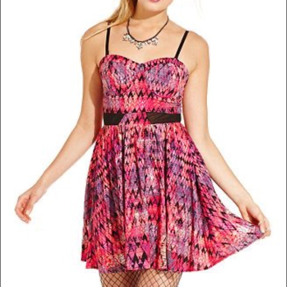 MaterialGirl Juniors' Printed Bustier A-Line Dress